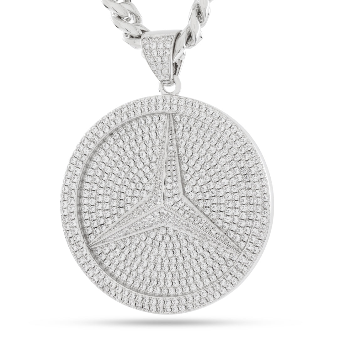 Paid in Full Medallion Necklace  in  White Gold / 3.1" by Kingices