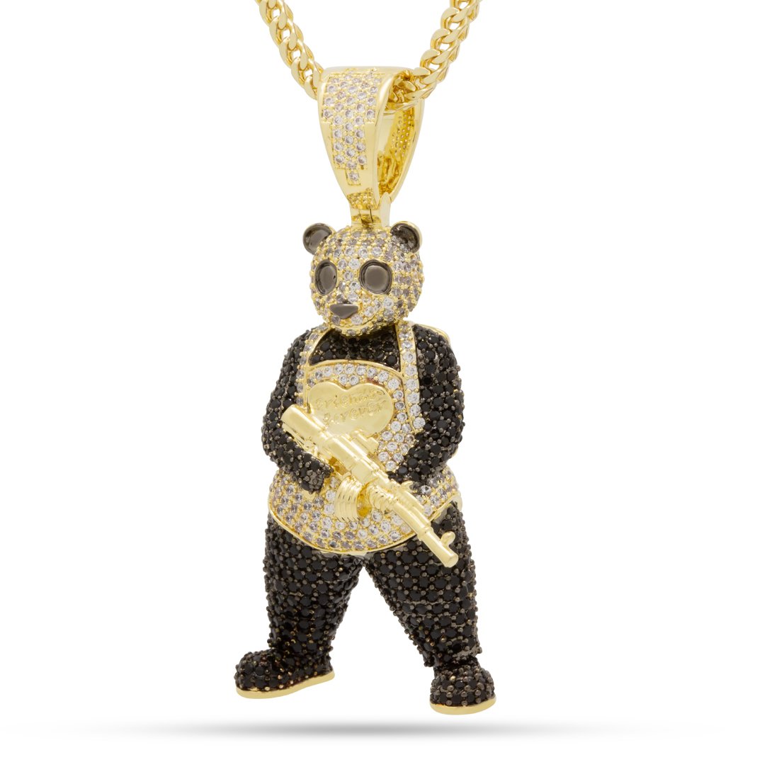 Panda Man Necklace  in  14K Gold / 2.5" by Kingices