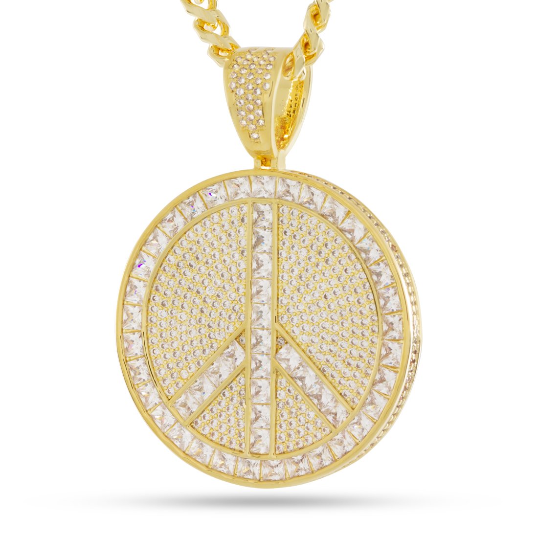 Peace and Love Medallion Necklace  in  14K Gold / 2.2" by Kingices