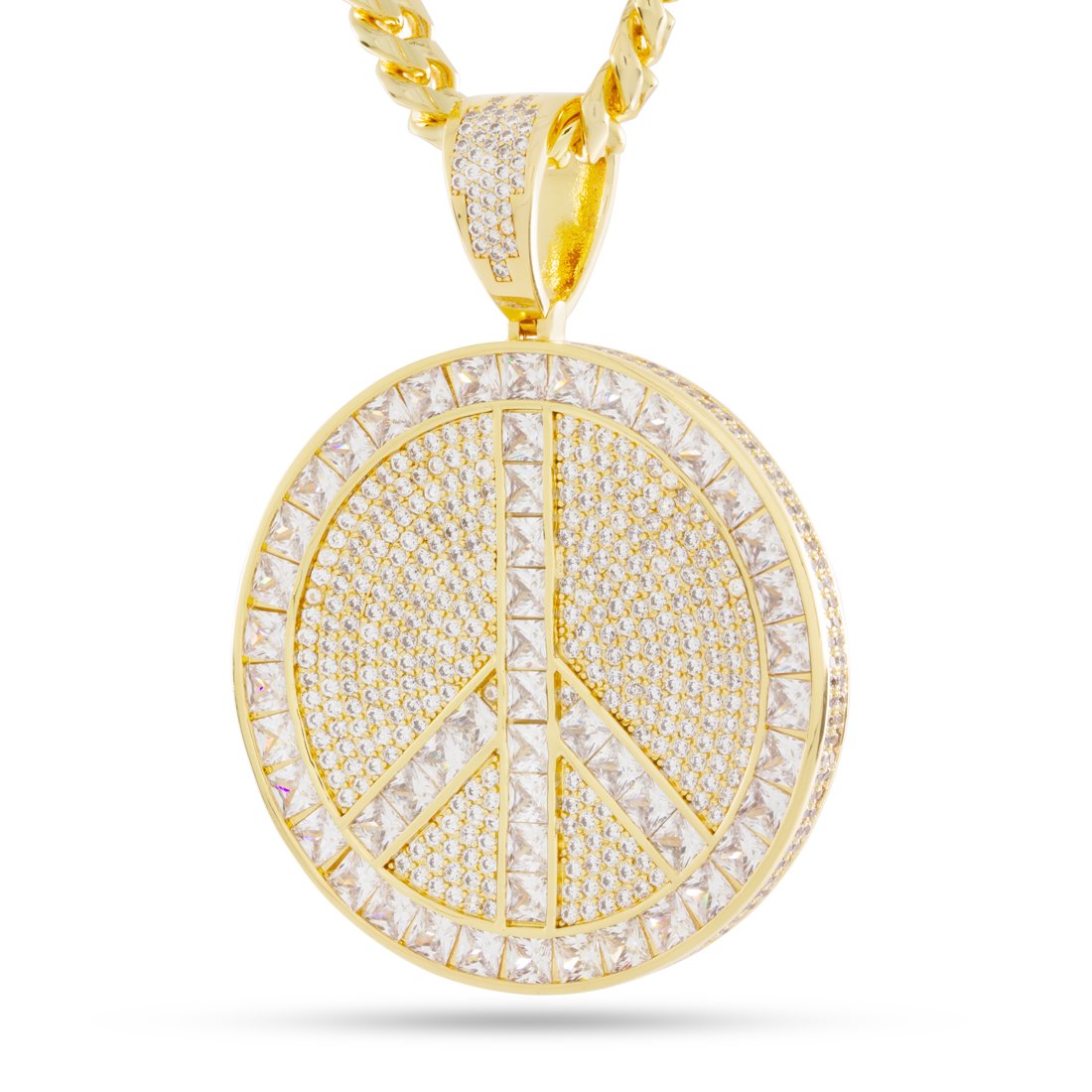 Peace and Love Medallion Necklace  in  14K Gold / 3" by Kingices