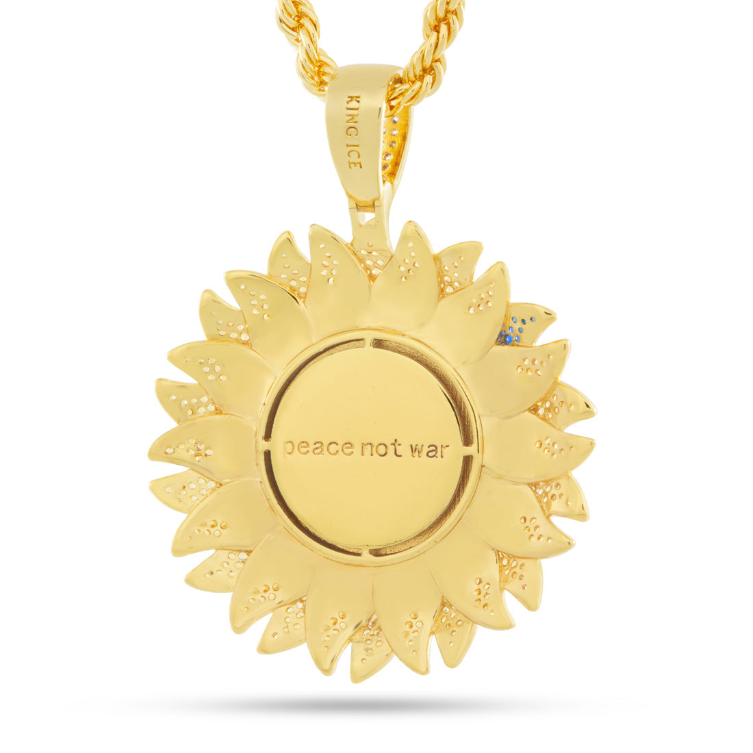 Peace for Ukraine Necklace  in  14K Gold / 2.4" by Kingices