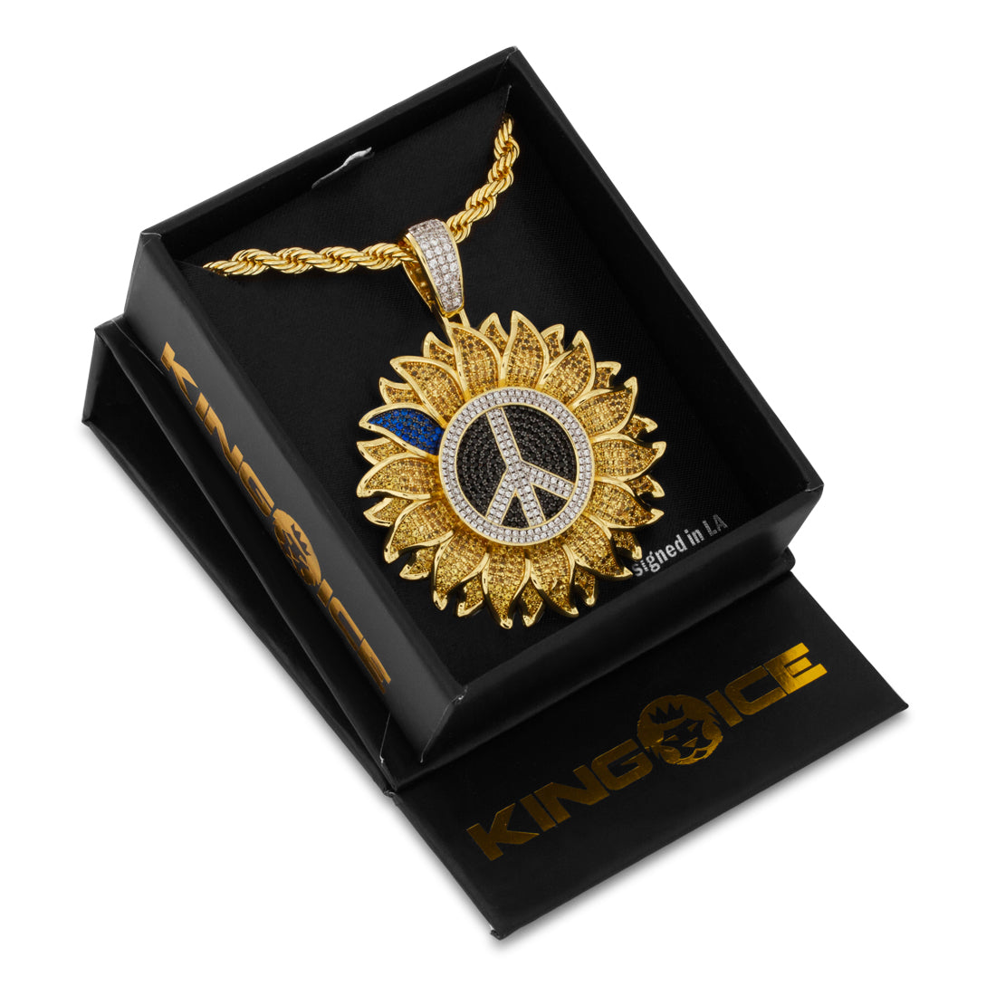 Peace for Ukraine Necklace  in  14K Gold / 2.4" by Kingices