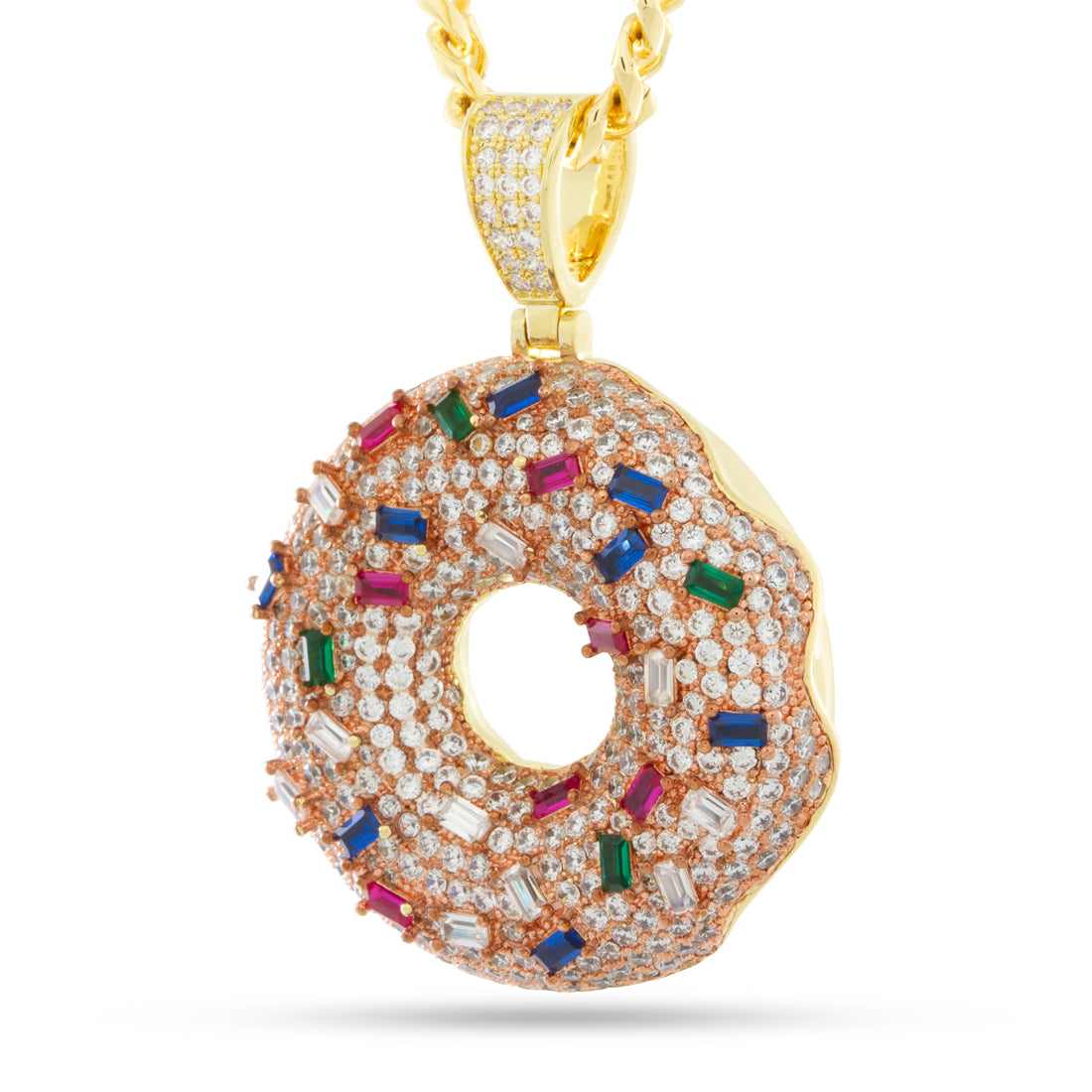 Pink Donut Necklace  in  14K Gold / 2.2" by Kingices