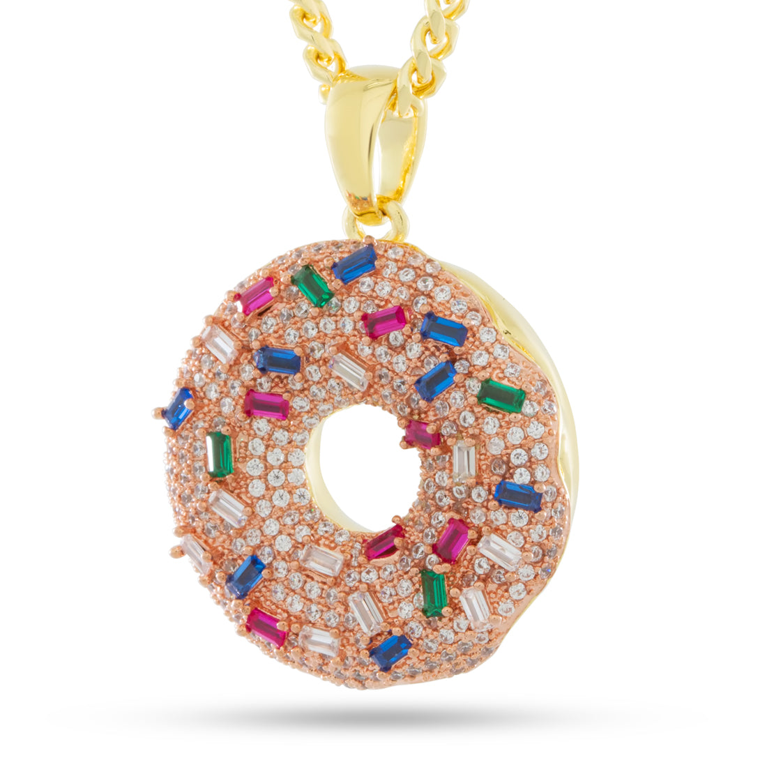 Pink Donut Necklace  in  14K Gold / 1.5" by Kingices