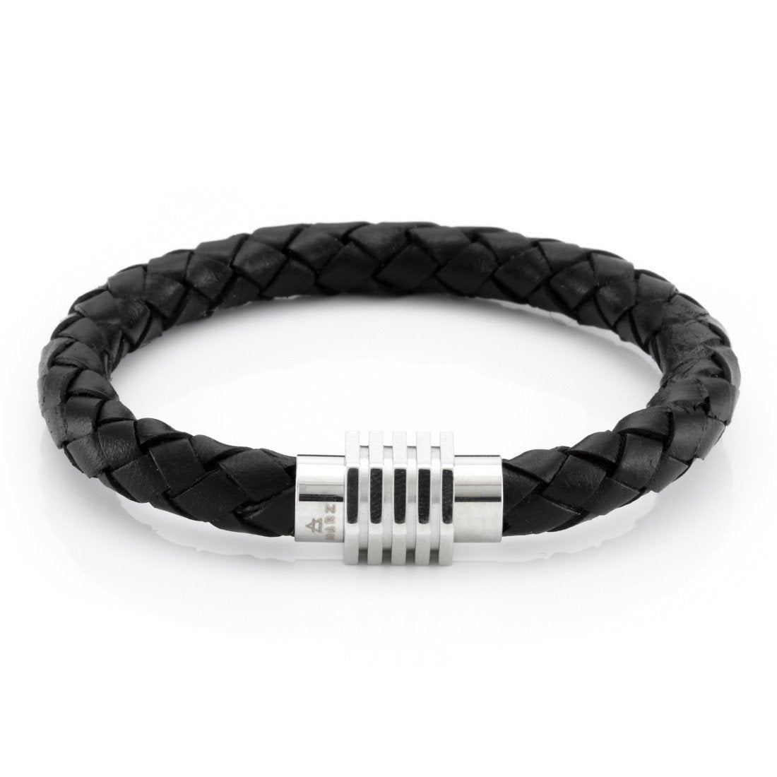 Piston Bracelet by MARZ  in  Leather / White Gold / 8" by Kingices