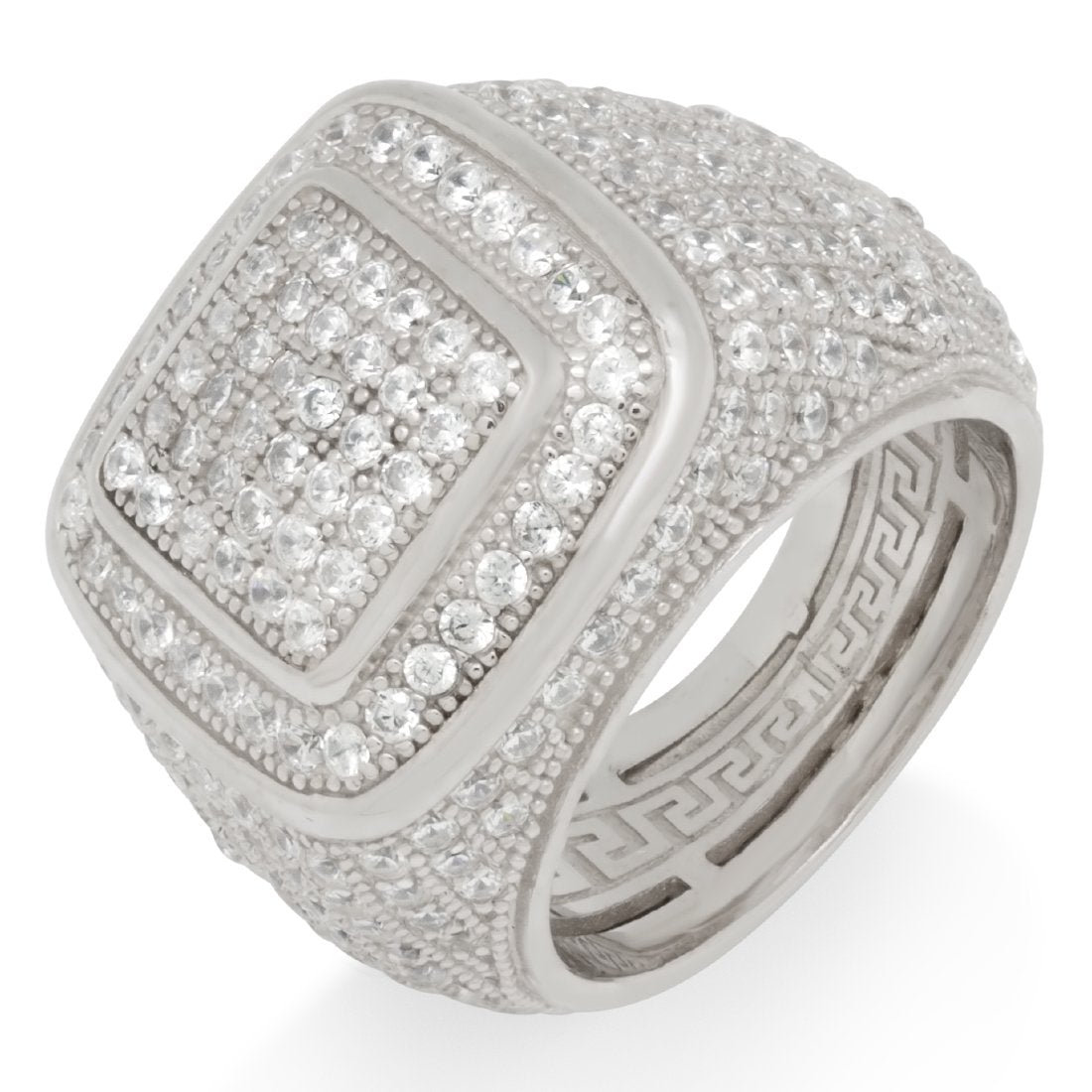 Platform Ring  in  Sterling Silver / White Gold / 7 by Kingices