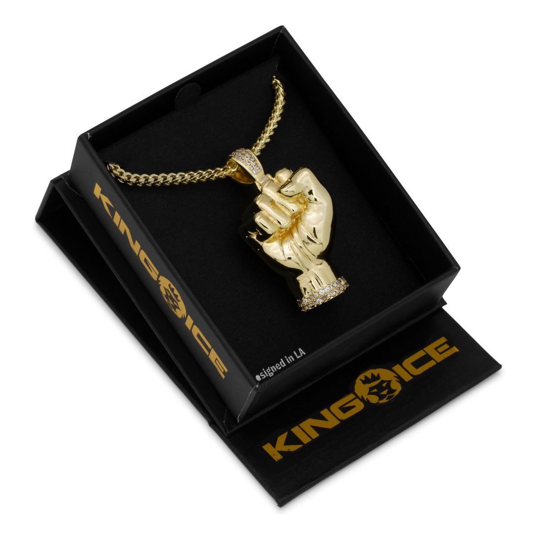 Power Fist Necklace  in  14K Gold / 1.8" by Kingices
