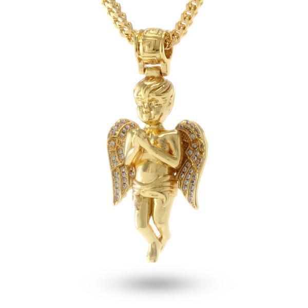 Praying Angel Necklace  in  14K Gold / 1.9" by Kingices