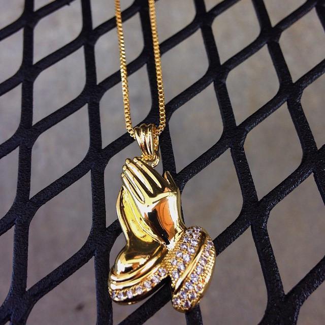 Praying Hands Emoji Necklace  in  by Kingices