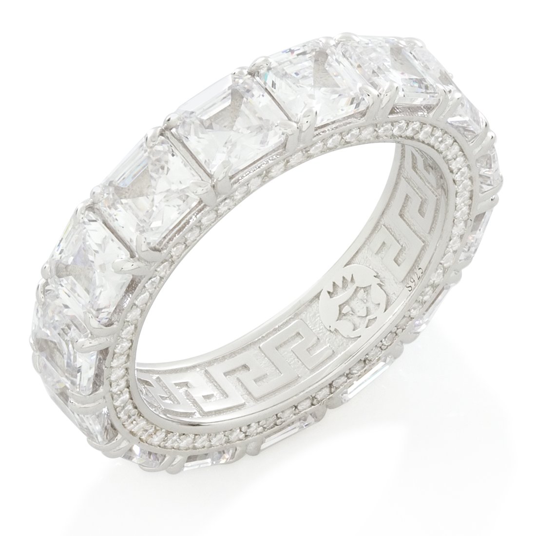 Princess-Cut Ring  in  Sterling Silver / White Gold / 7 by Kingices