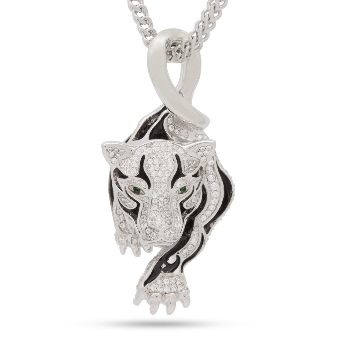 Prowl Panther Necklace  in  White Gold / 2" by Kingices