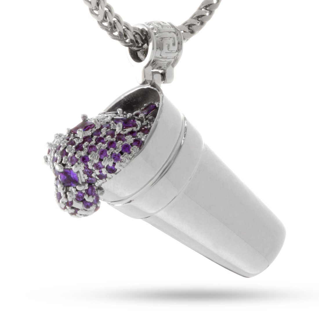 Purple Drank Necklace  in  White Gold / 1.4" by Kingices