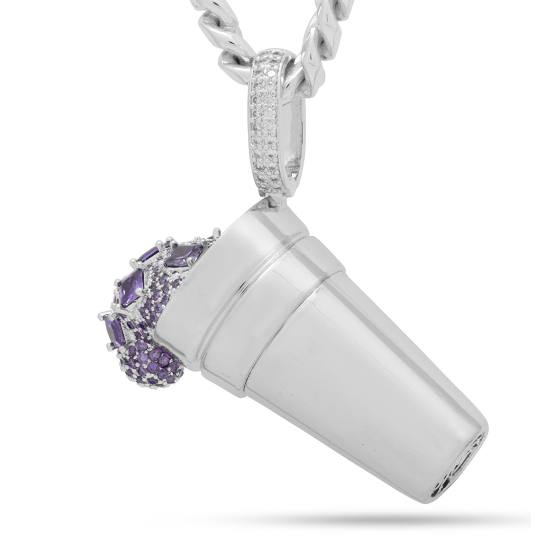 Purple Drank Necklace  in  White Gold / 2.4" by Kingices