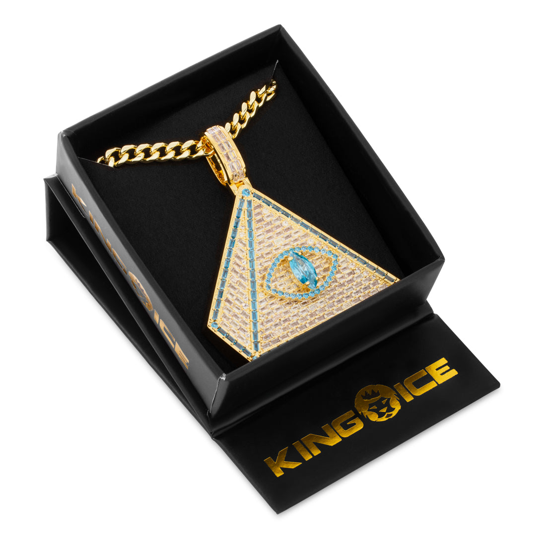 Pyramid of Enlightenment Necklace  in  14K Gold / 2.5" by Kingices