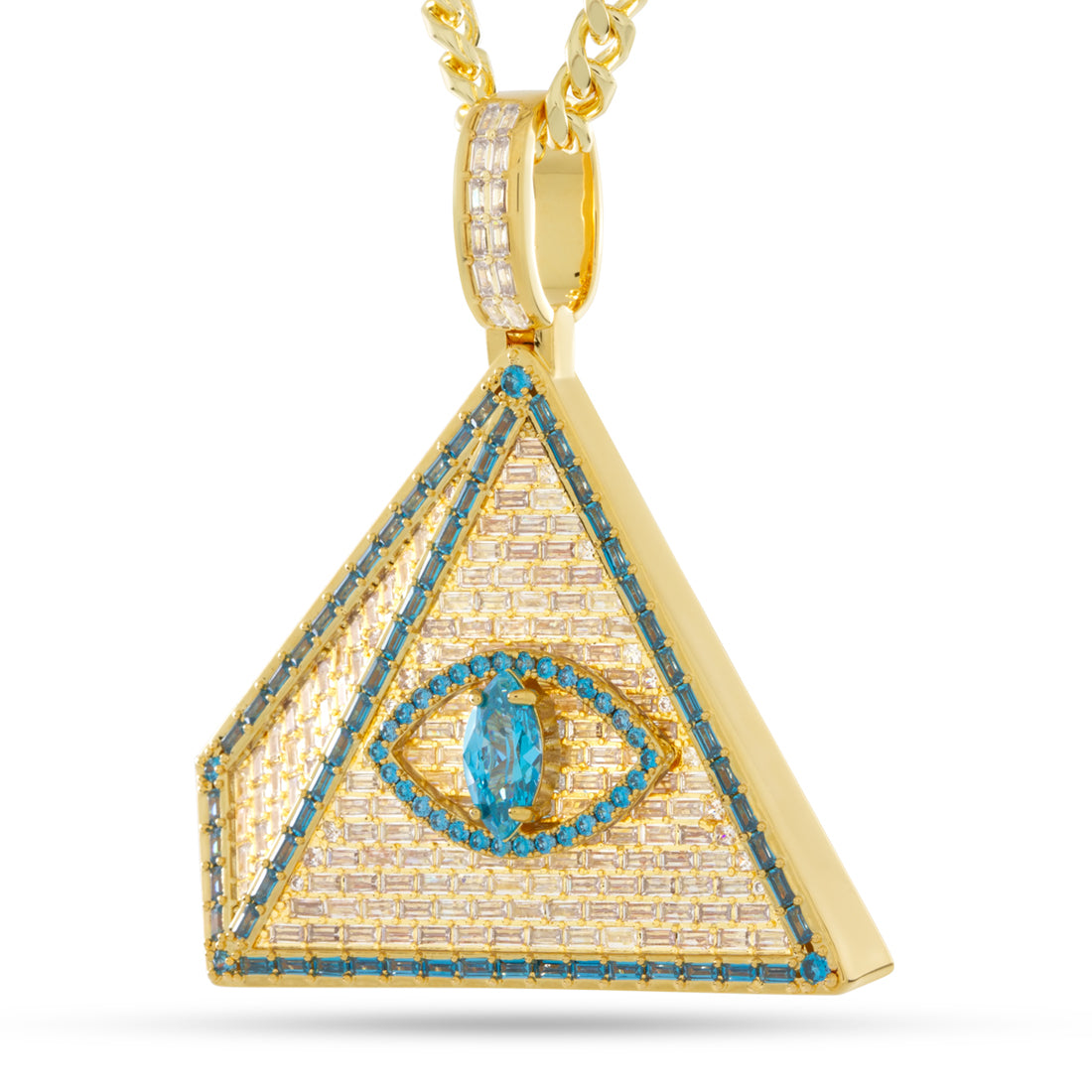 Pyramid of Enlightenment Necklace  in  14K Gold / 2.5" by Kingices