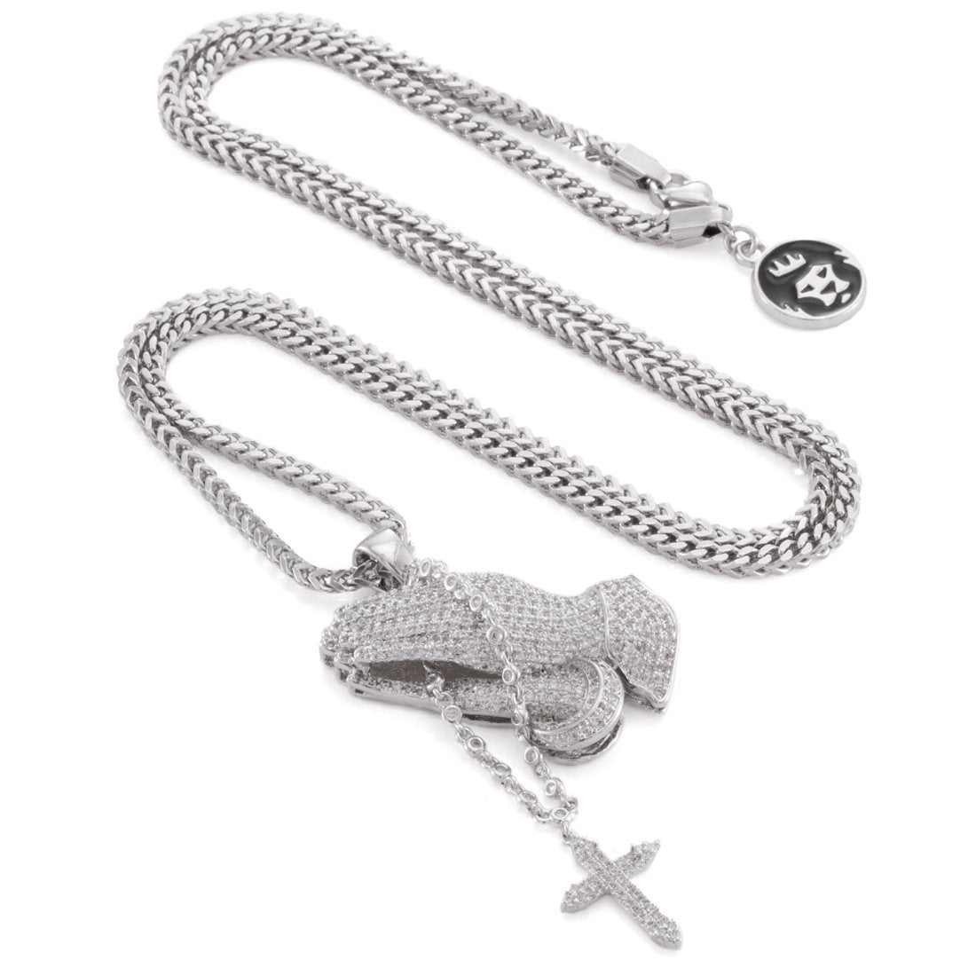 Rosary Praying Hands Necklace  in  by Kingices