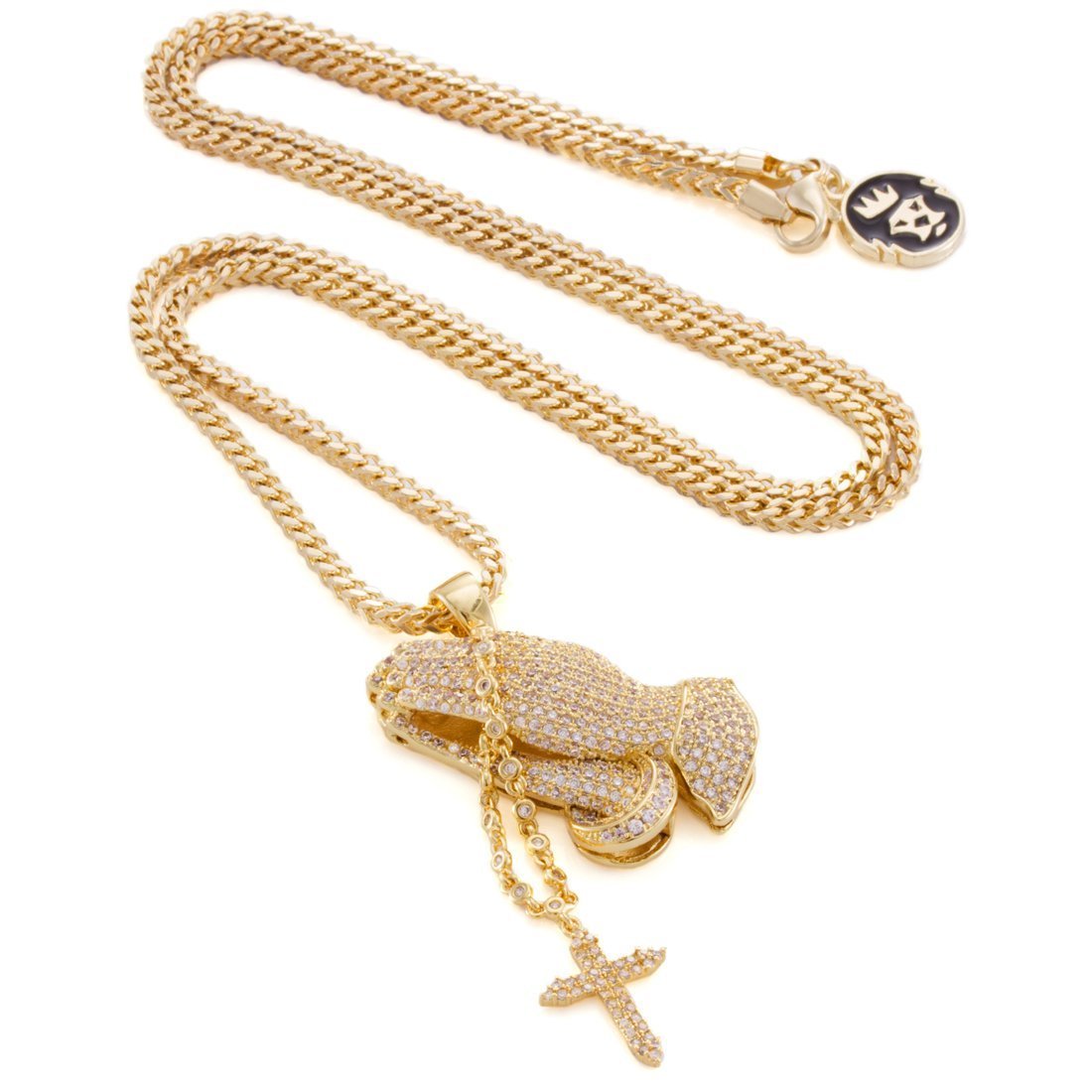 Rosary Praying Hands Necklace  in  by Kingices