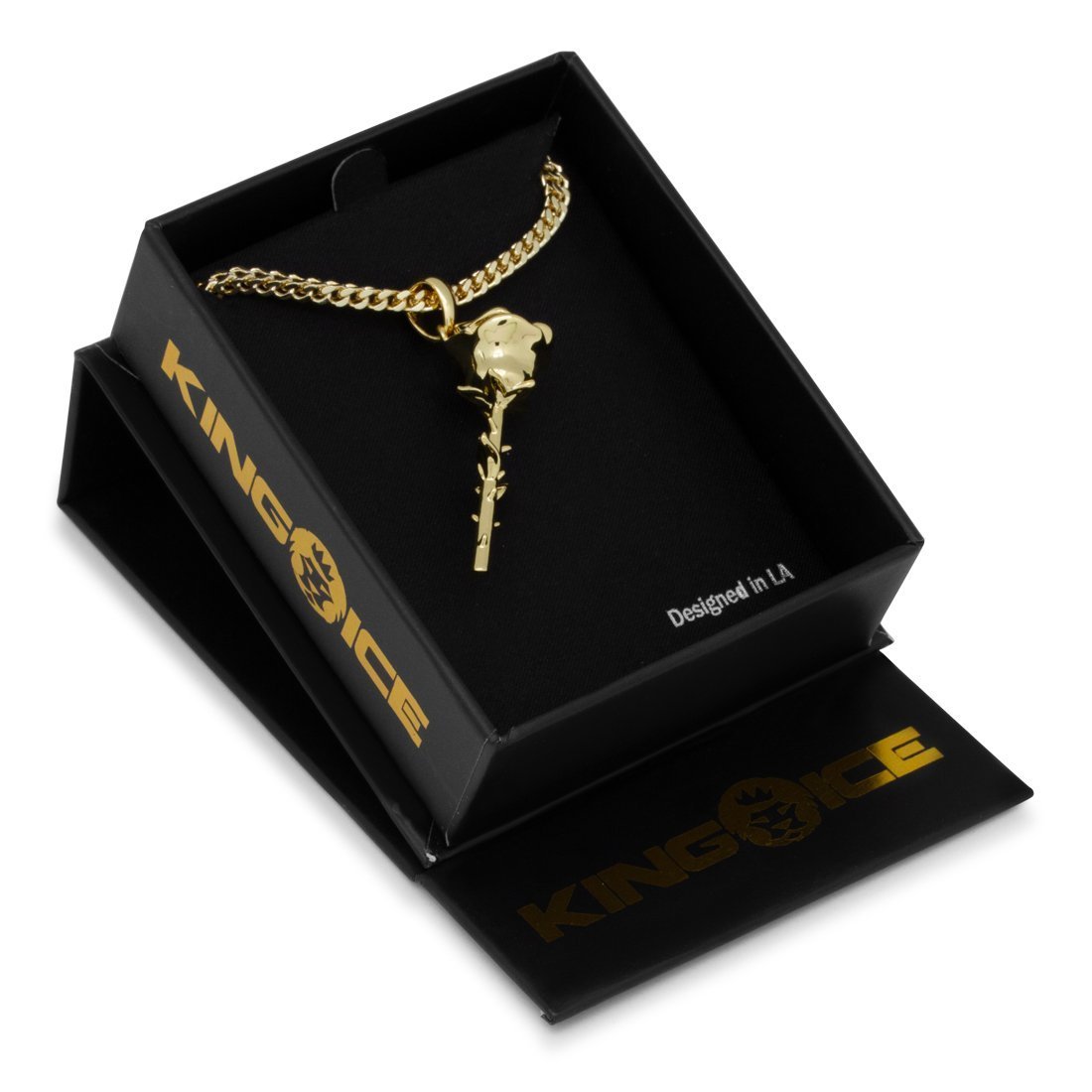 Rose Necklace  in  14K Gold / 1.6" by Kingices