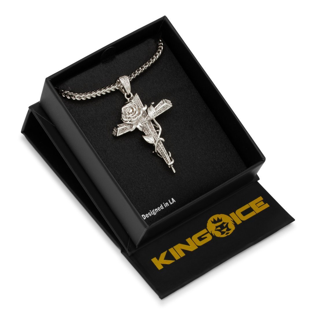 Rose Thorned Cross Necklace  in  by Kingices