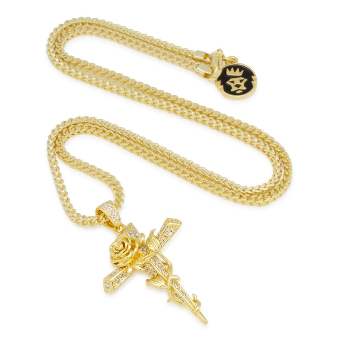 Rose Thorned Cross Necklace  in  by Kingices