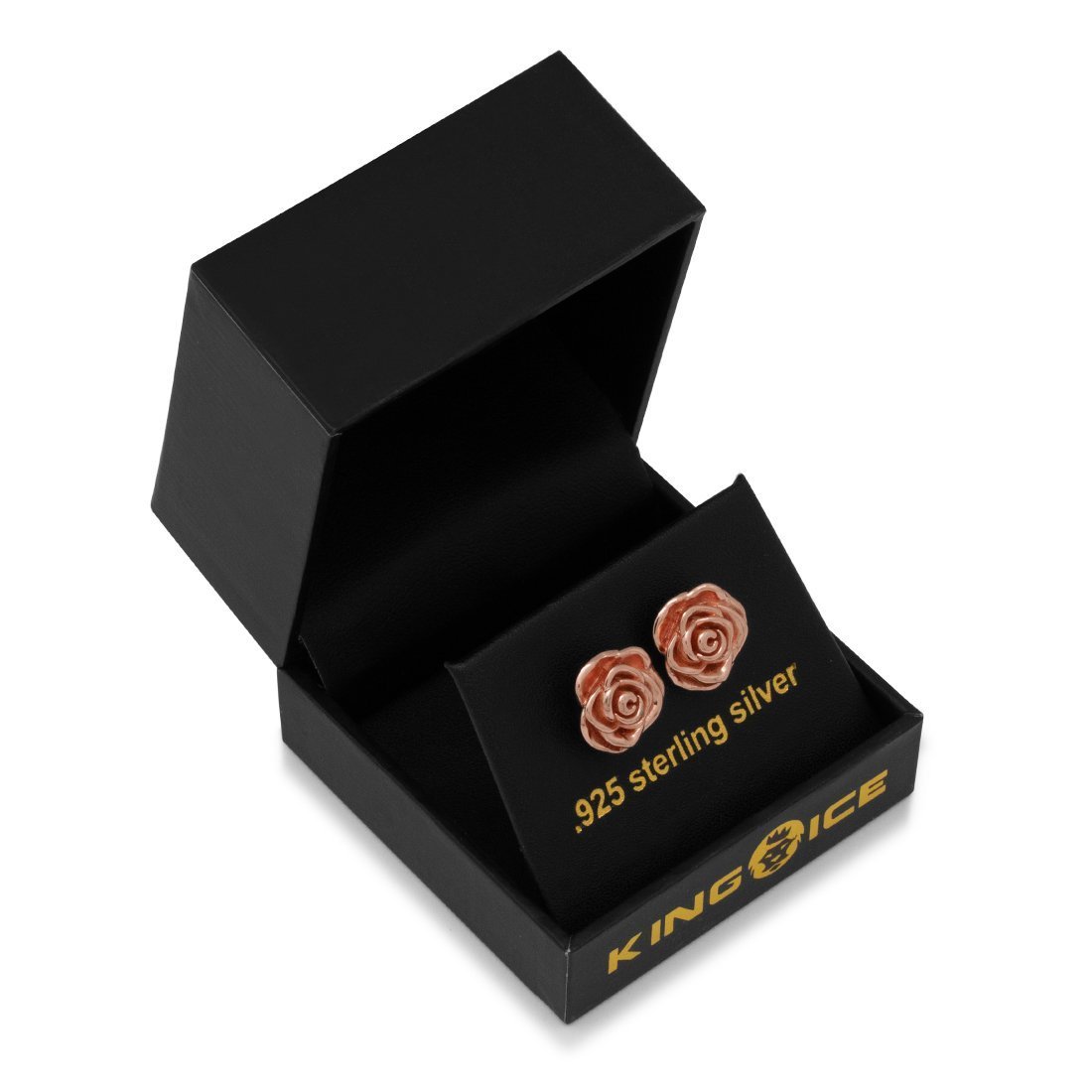 Roses are Red Stud Earrings  in  Sterling Silver / Rose Gold / 12mm by Kingices