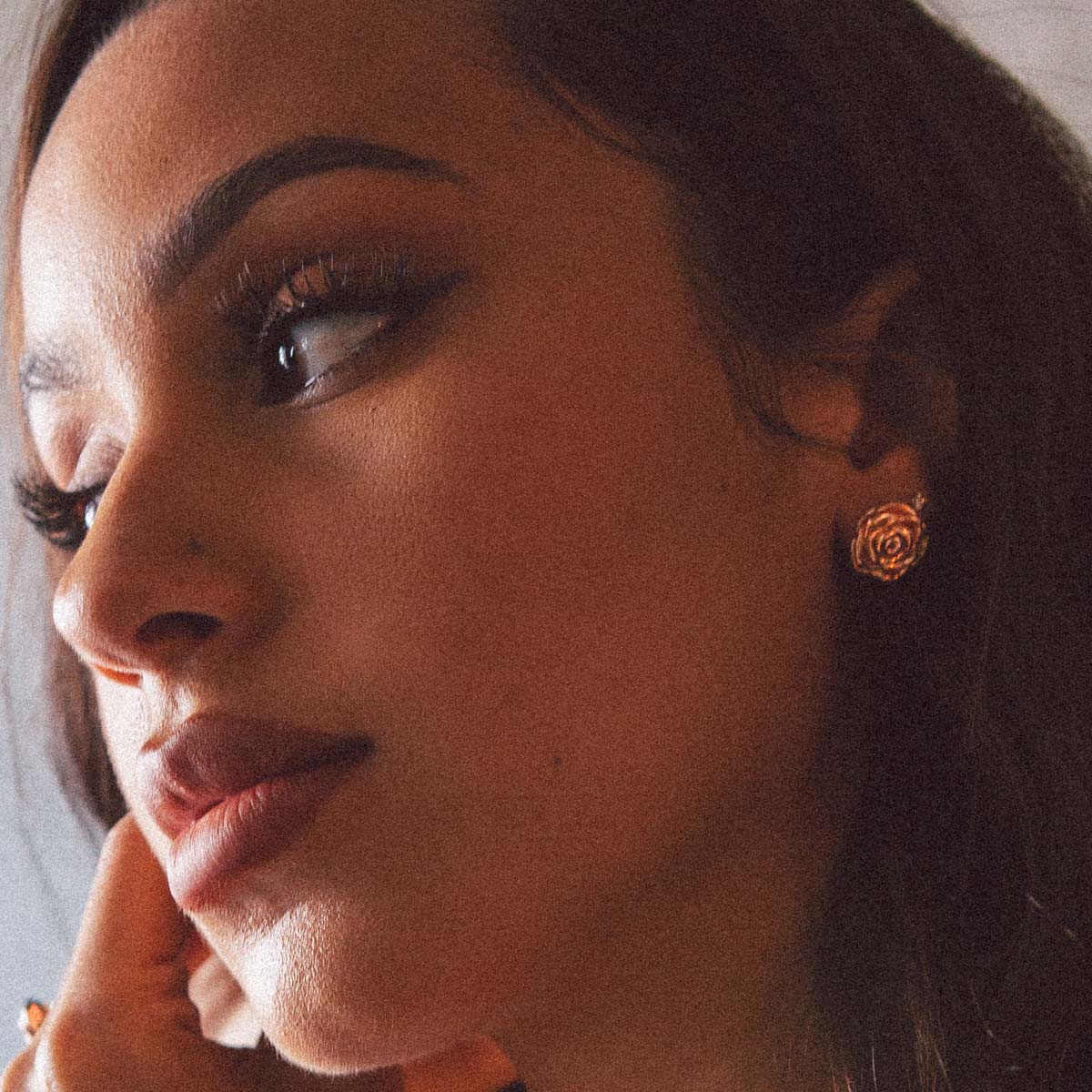 Roses are Red Stud Earrings  in  Sterling Silver / Rose Gold / 12mm by Kingices