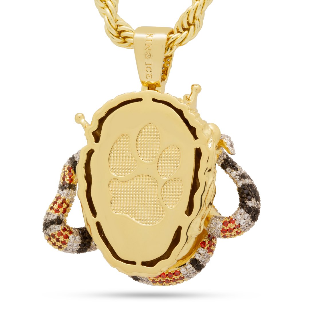 Royal Lion and King Snake Necklace  in  14K Gold / 2.5" by Kingices