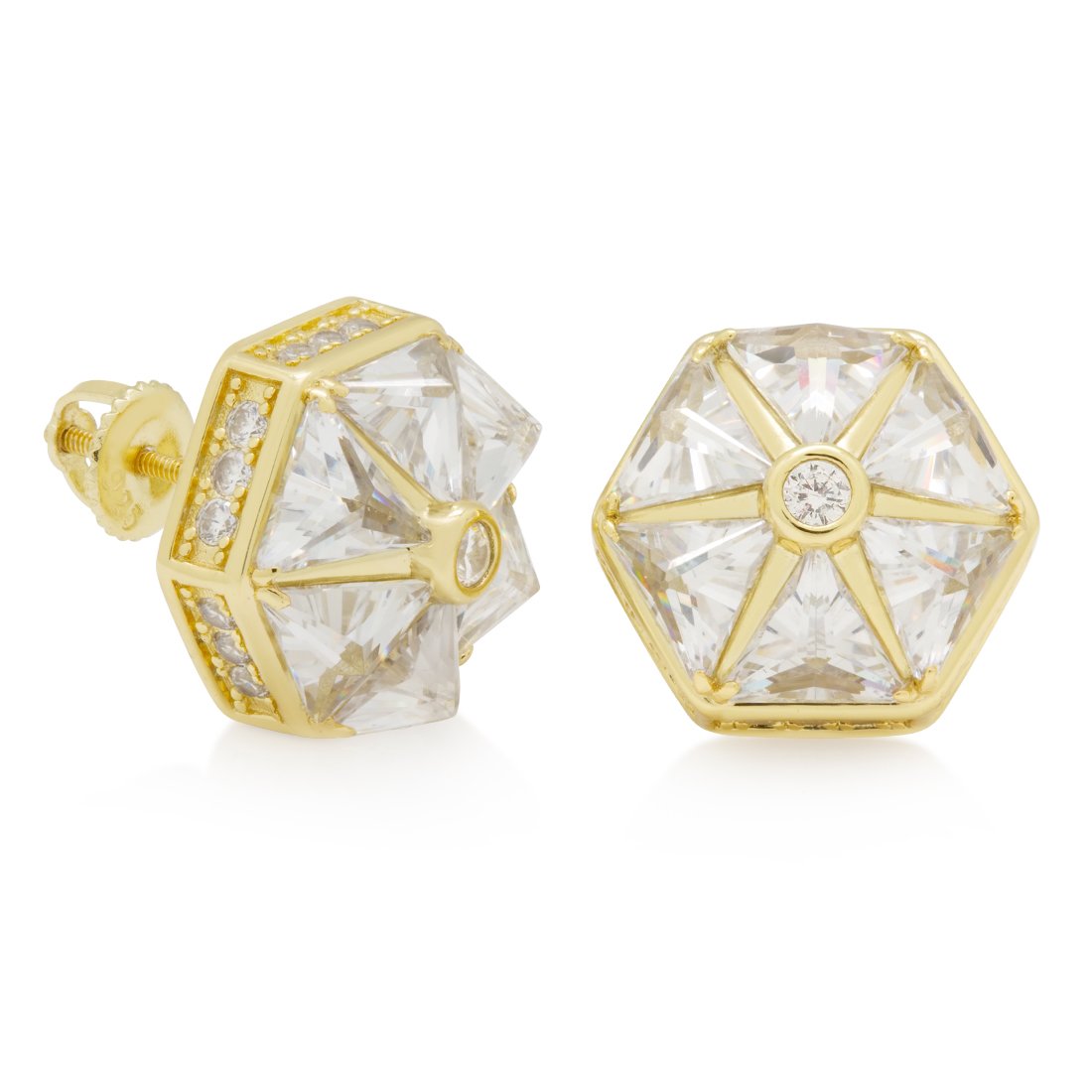 Royalty Stud Earrings  in  Sterling Silver / 14K Vermeil / 14mm by Kingices