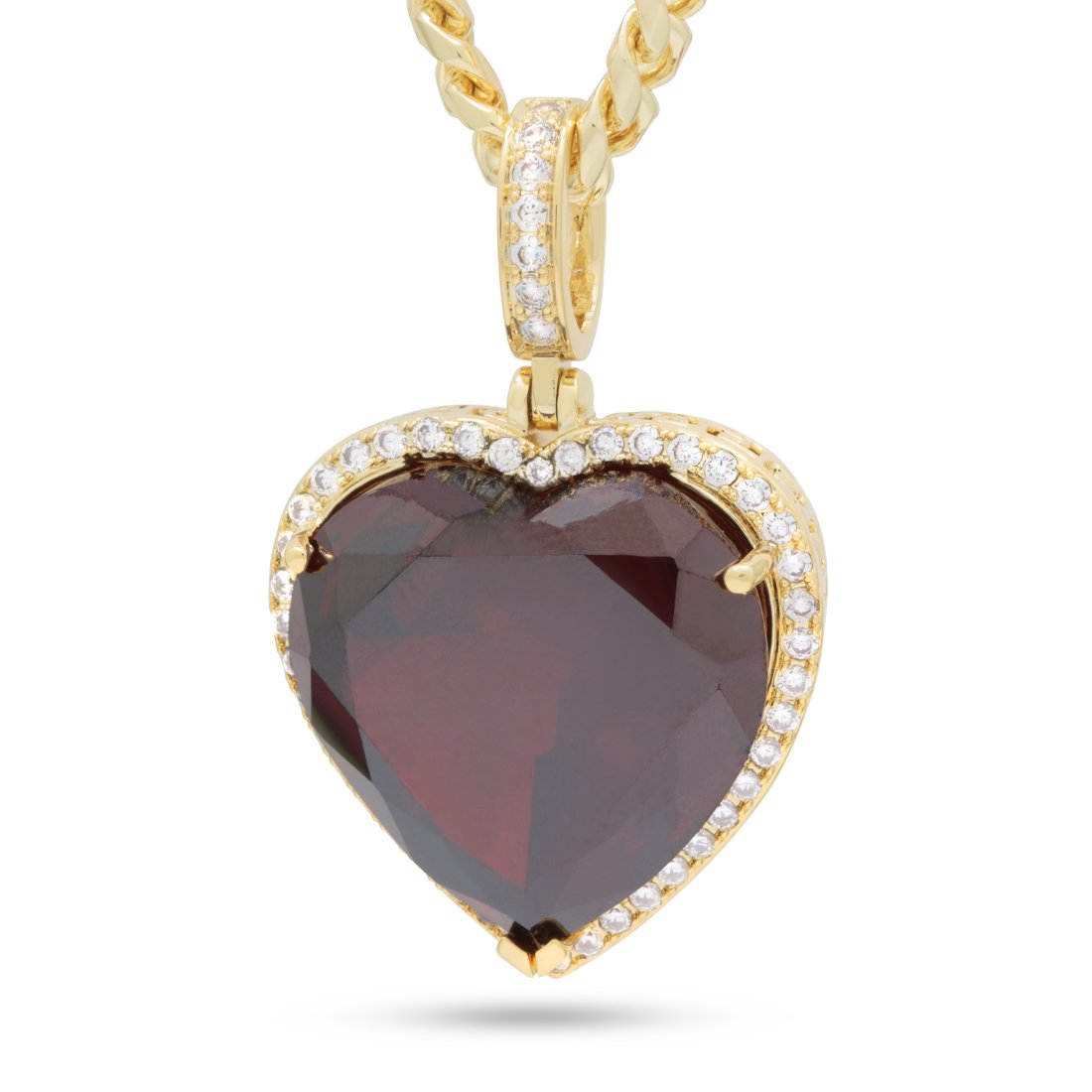 Ruby Heart Necklace  in  14K Gold / 1.8" by Kingices
