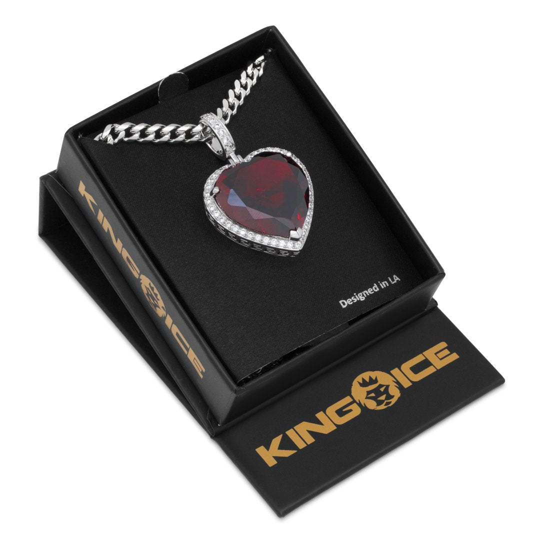 Ruby Heart Necklace  in  by Kingices