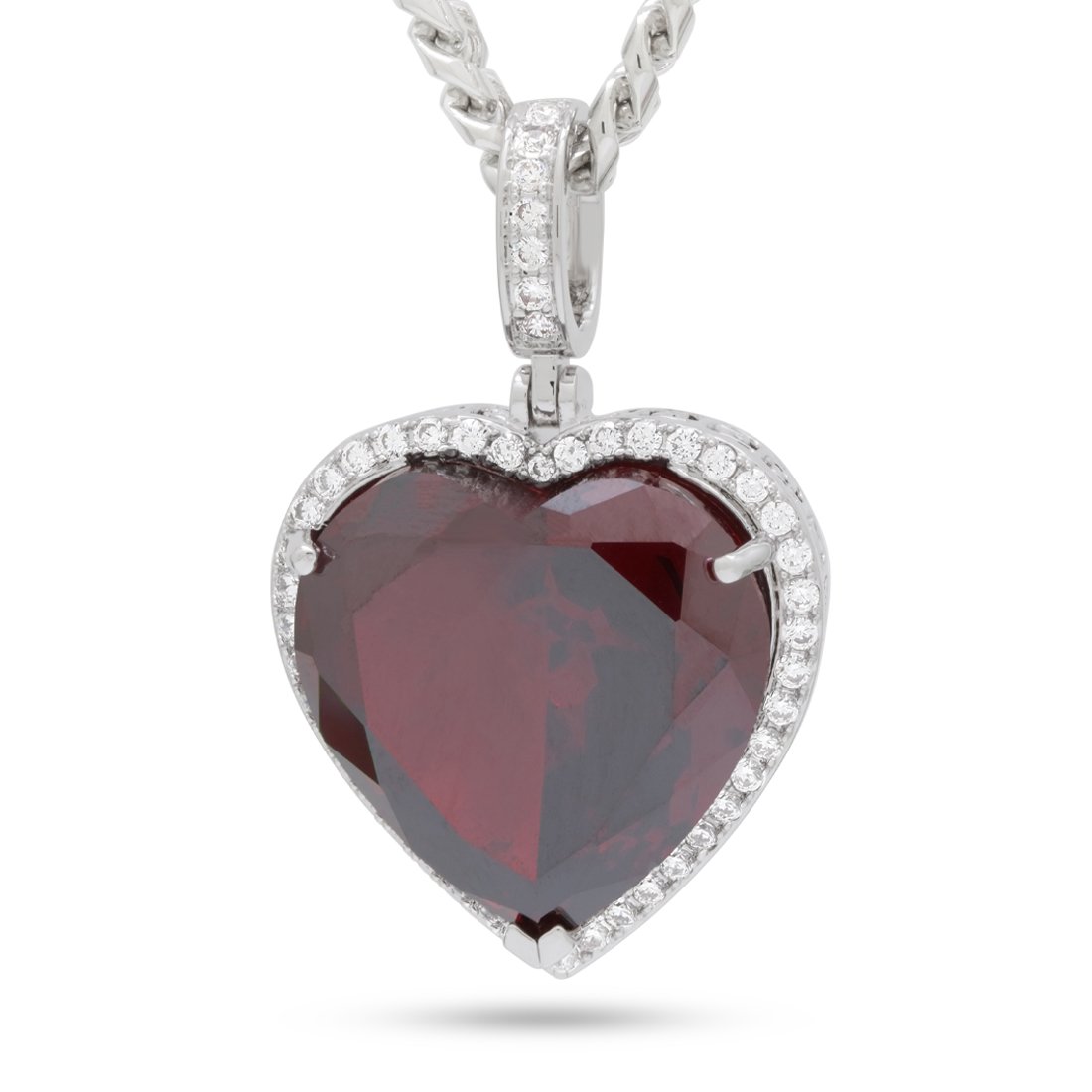Ruby Heart Necklace  in  White Gold / 1.8" by Kingices