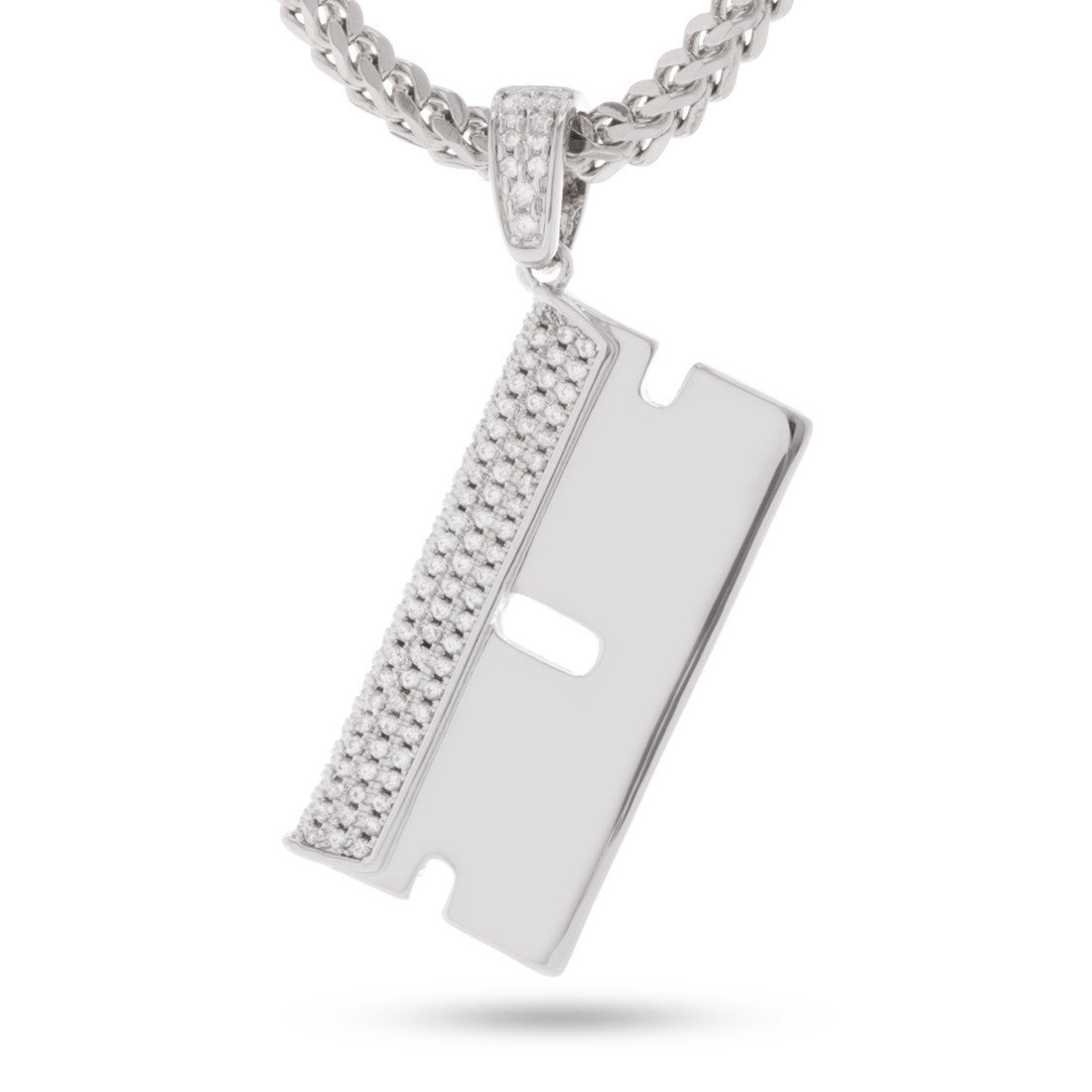 RZR Blade Necklace  in  White Gold / 1.6" by Kingices