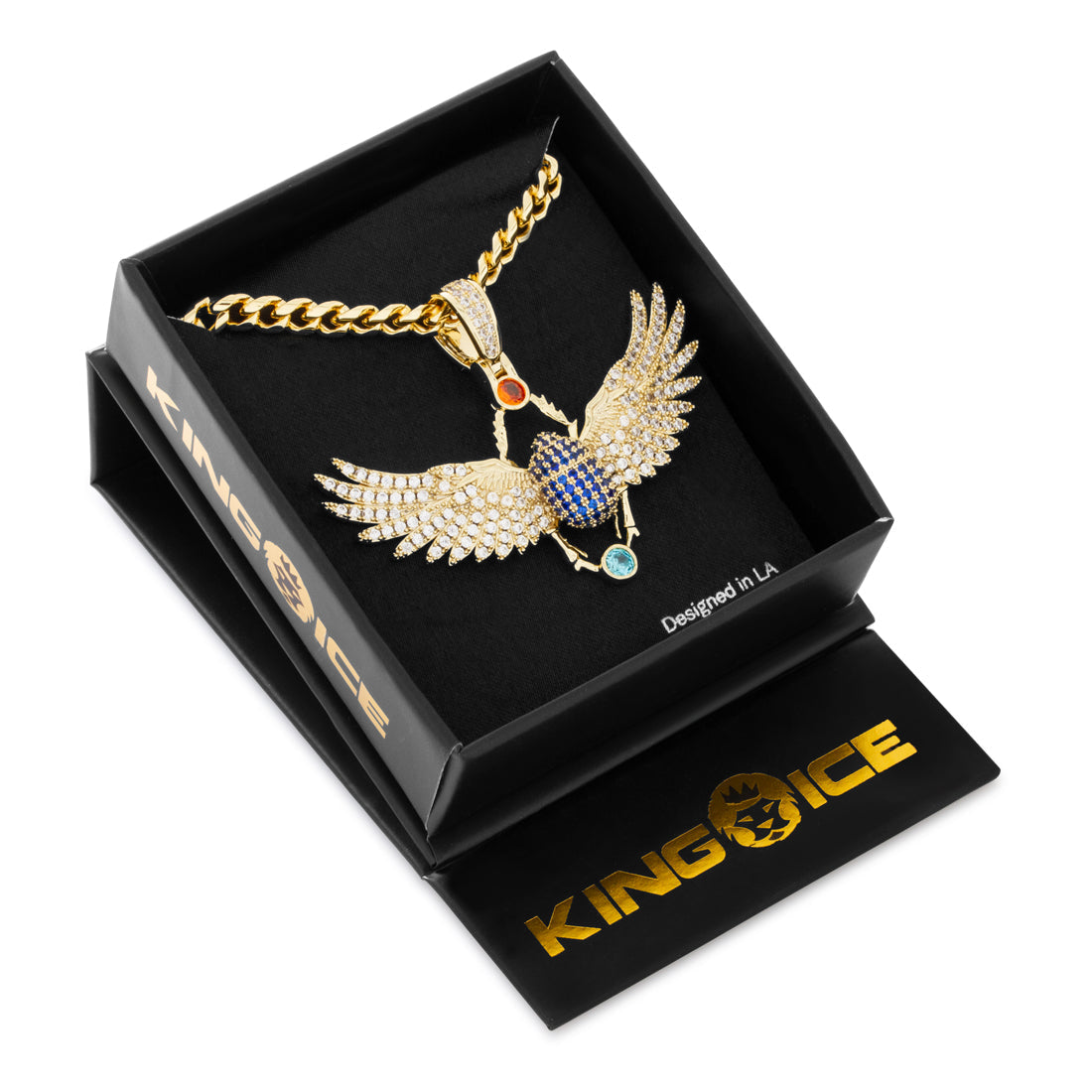 Scarab of Khepri Necklace  in  14K Gold / 1.8" by Kingices