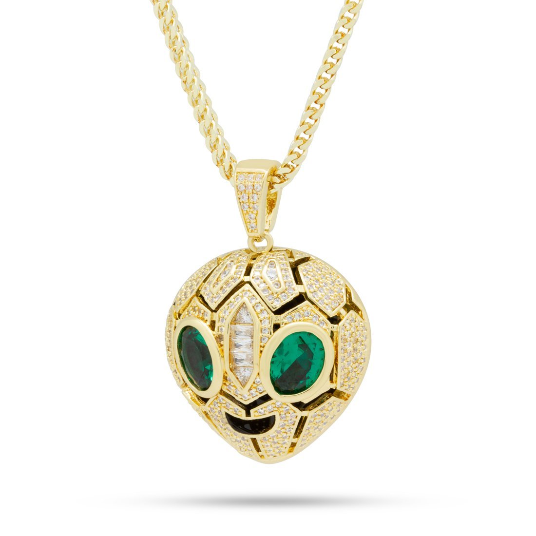 Serpent Alien Emoji Necklace  in  14K Gold / 1.8" by Kingices