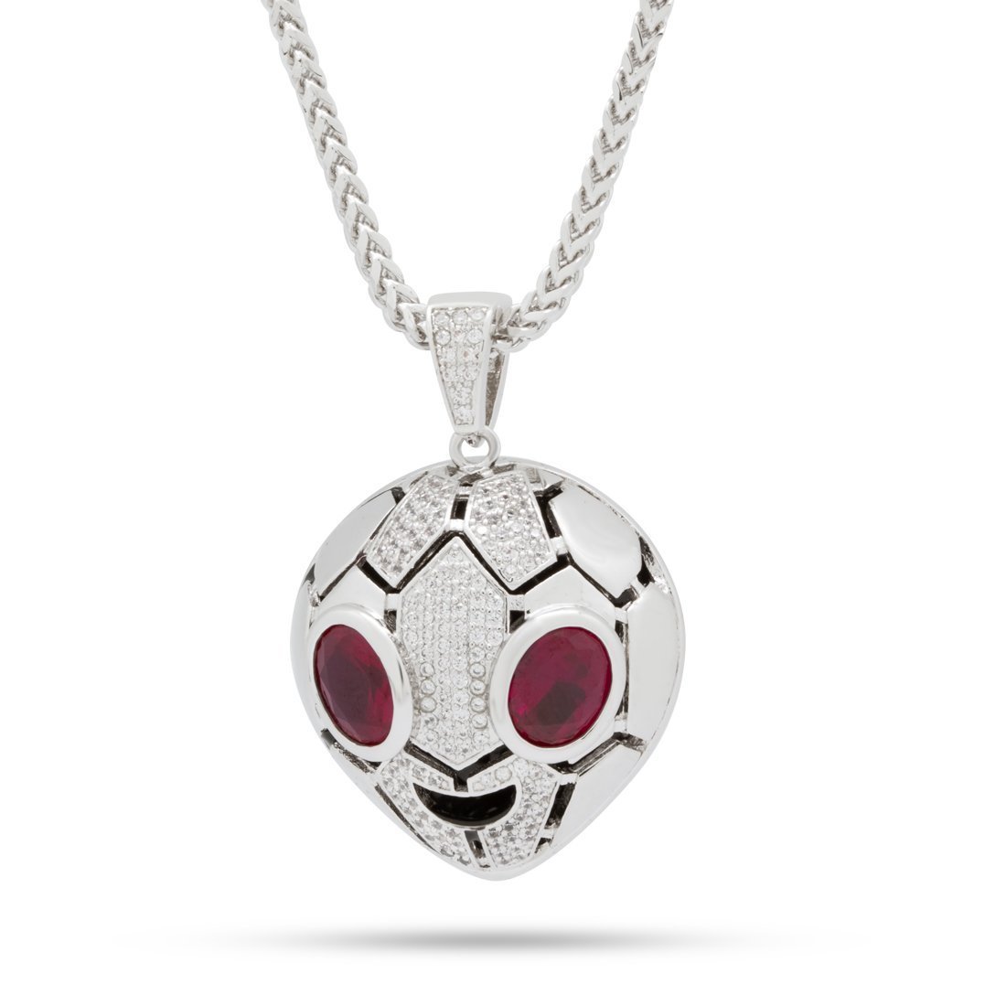 Serpent Alien Emoji Necklace  in  White Gold / 1.8" by Kingices