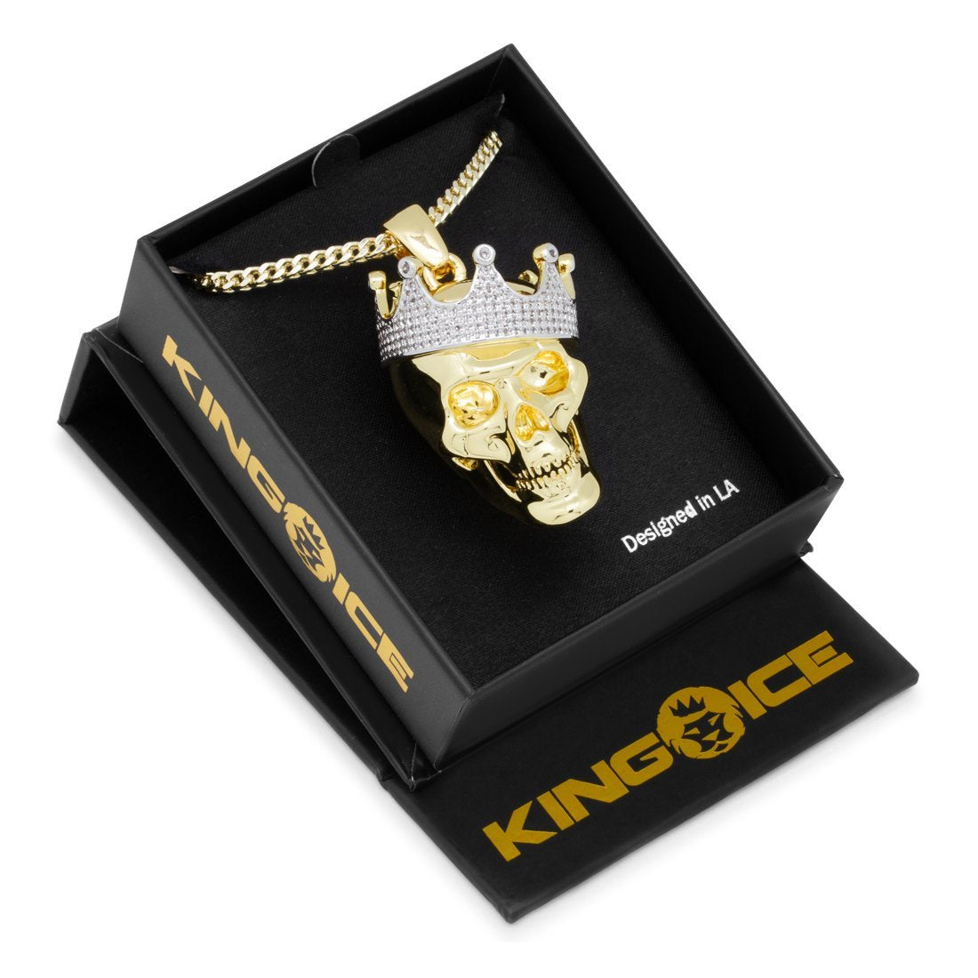 Skull King Necklace  in  14K Gold / 1.9" by Kingices