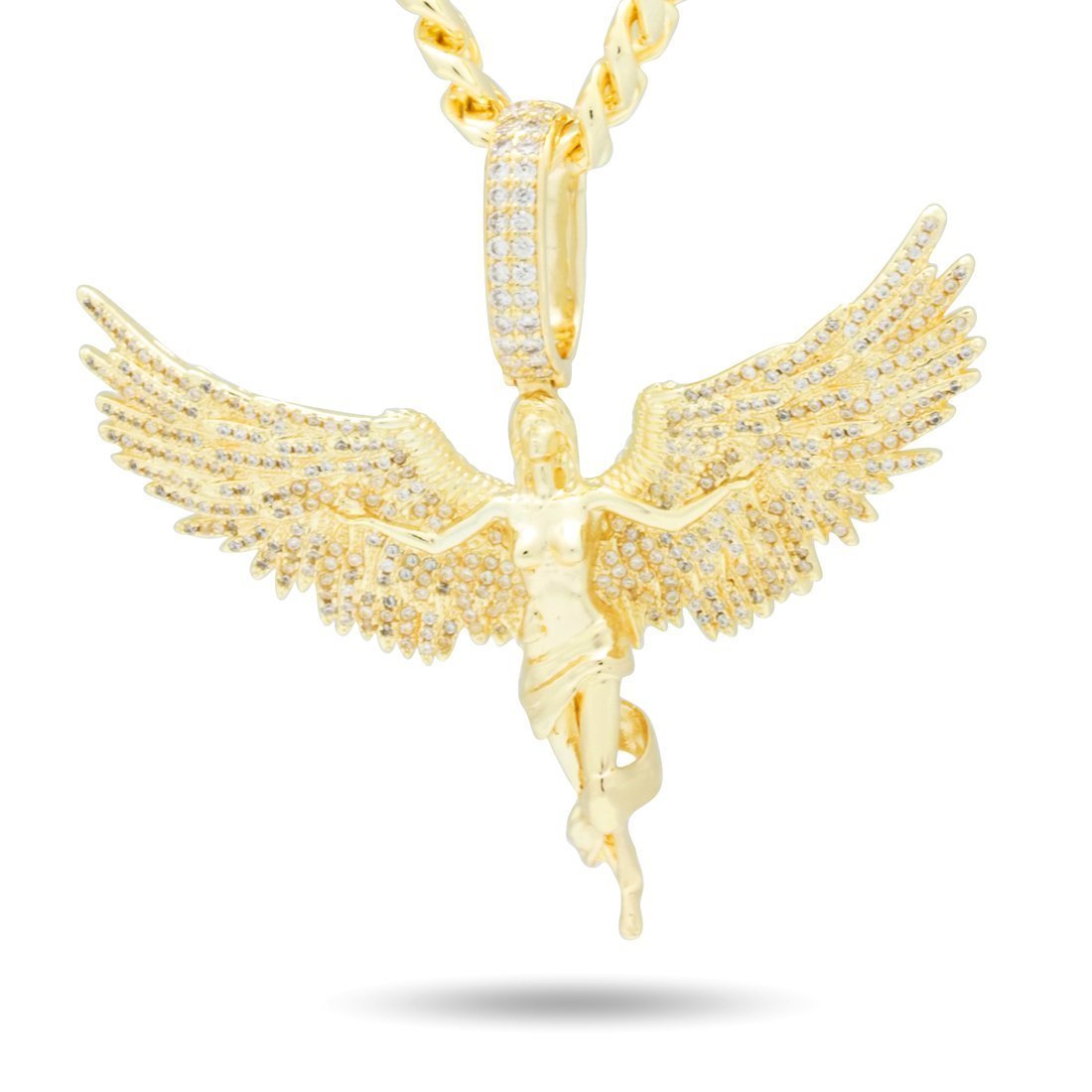 Soaring Angel Necklace  in  14K Gold / 2.8" by Kingices