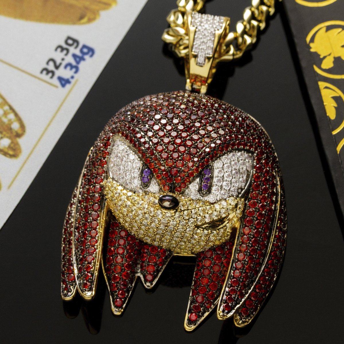 Sonic the Hedgehog x Kingices - Knuckles Necklace  in  14K Gold / 2.1" by Kingices