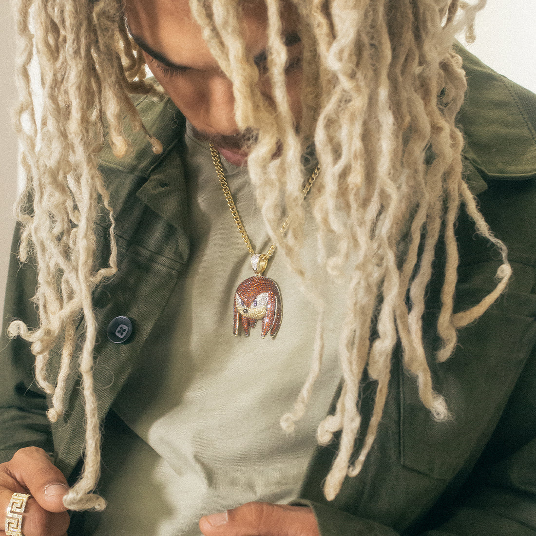Sonic the Hedgehog x Kingices - Knuckles Necklace  in  14K Gold / 2.1" by Kingices