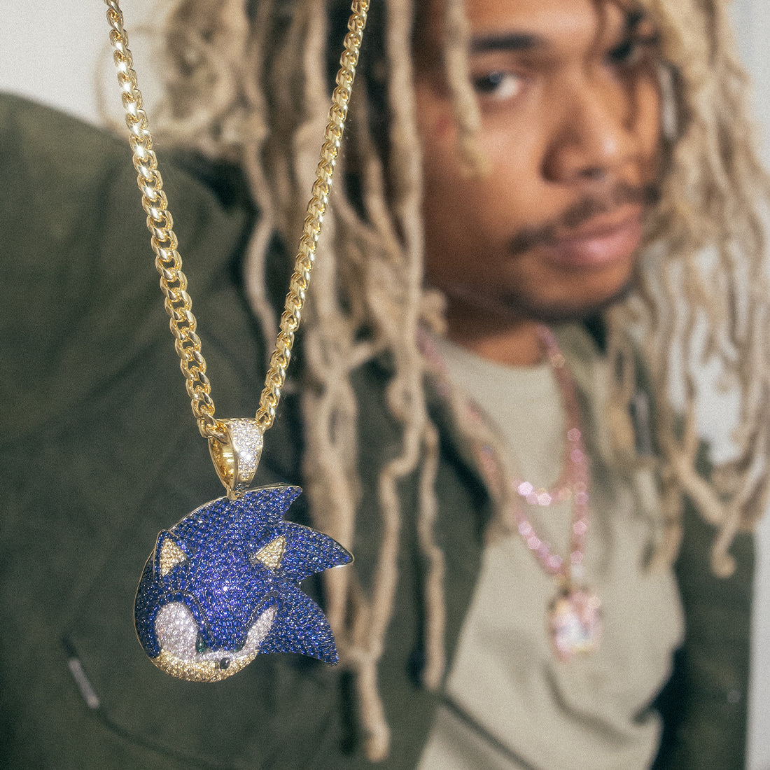 Sonic the Hedgehog x Kingices - Sonic Necklace  in  14K Gold / 2" by Kingices