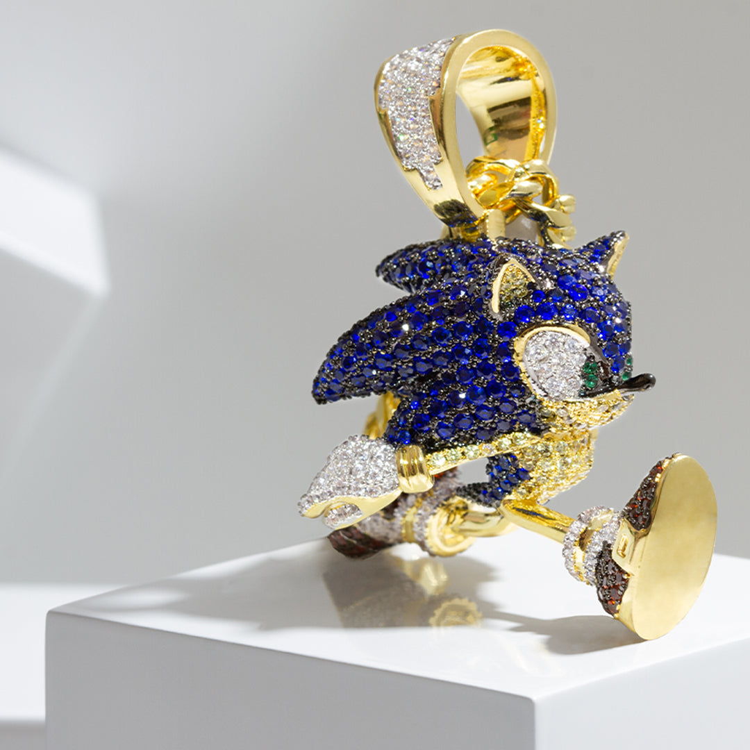 Sonic the Hedgehog x Kingices - Fast Sonic Necklace  in  14K Gold / 1.9" by Kingices