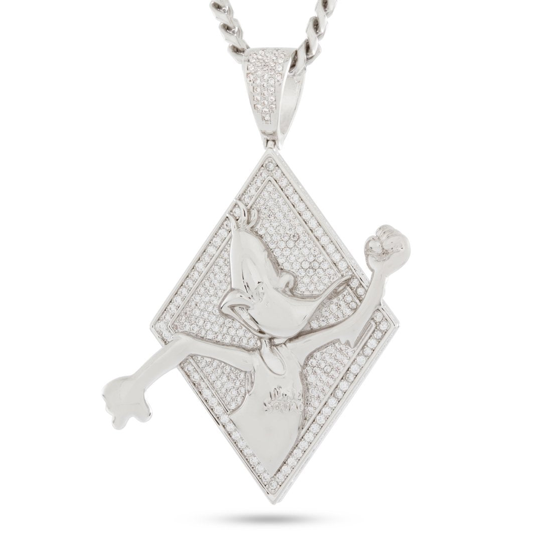 Space Jam x Kingices - Daffy Duck Necklace  in  White Gold / 2.7" by Kingices