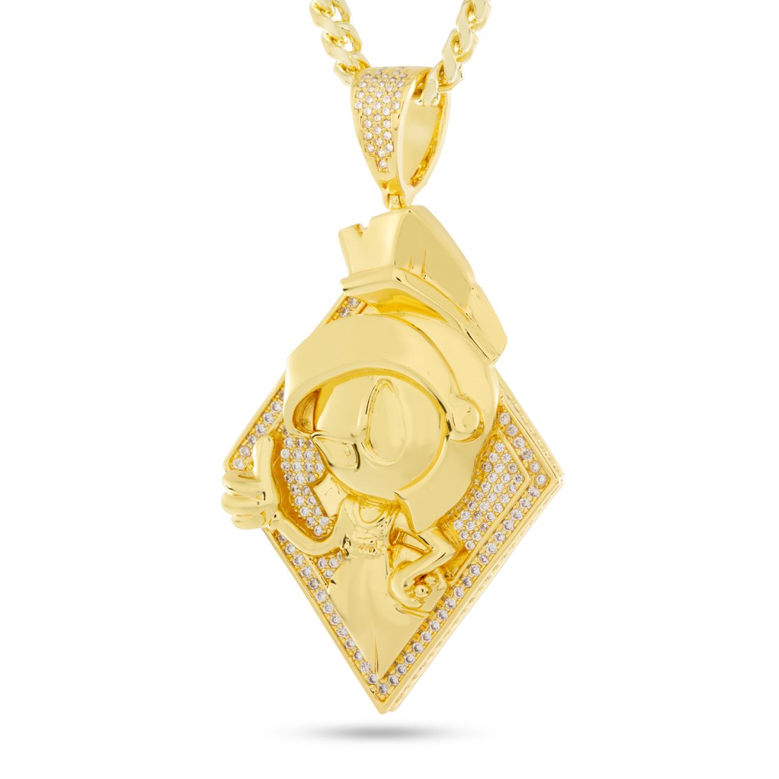 Space Jam x Kingices - Marvin the Martian Necklace  in  14K Gold / 2.7" by Kingices