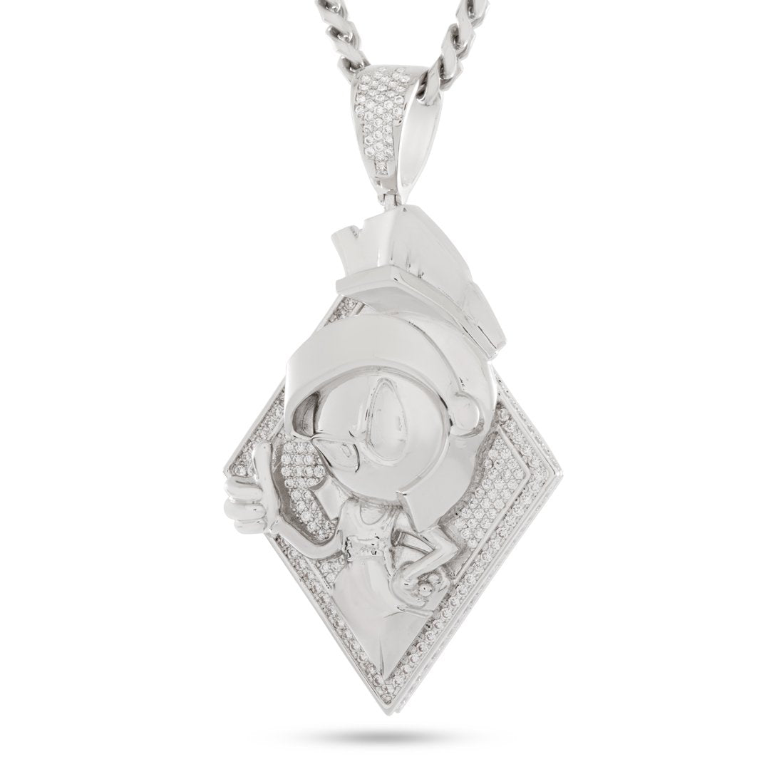 Space Jam x Kingices - Marvin the Martian Necklace  in  White Gold / 2.7" by Kingices