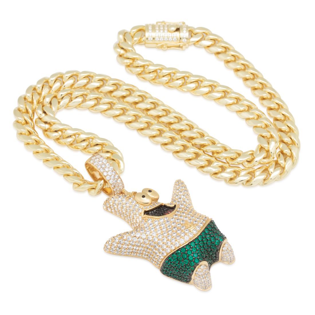 SpongeBob x Kingices - Iced Patrick Star Necklace  in  14K Gold / 3" by Kingices
