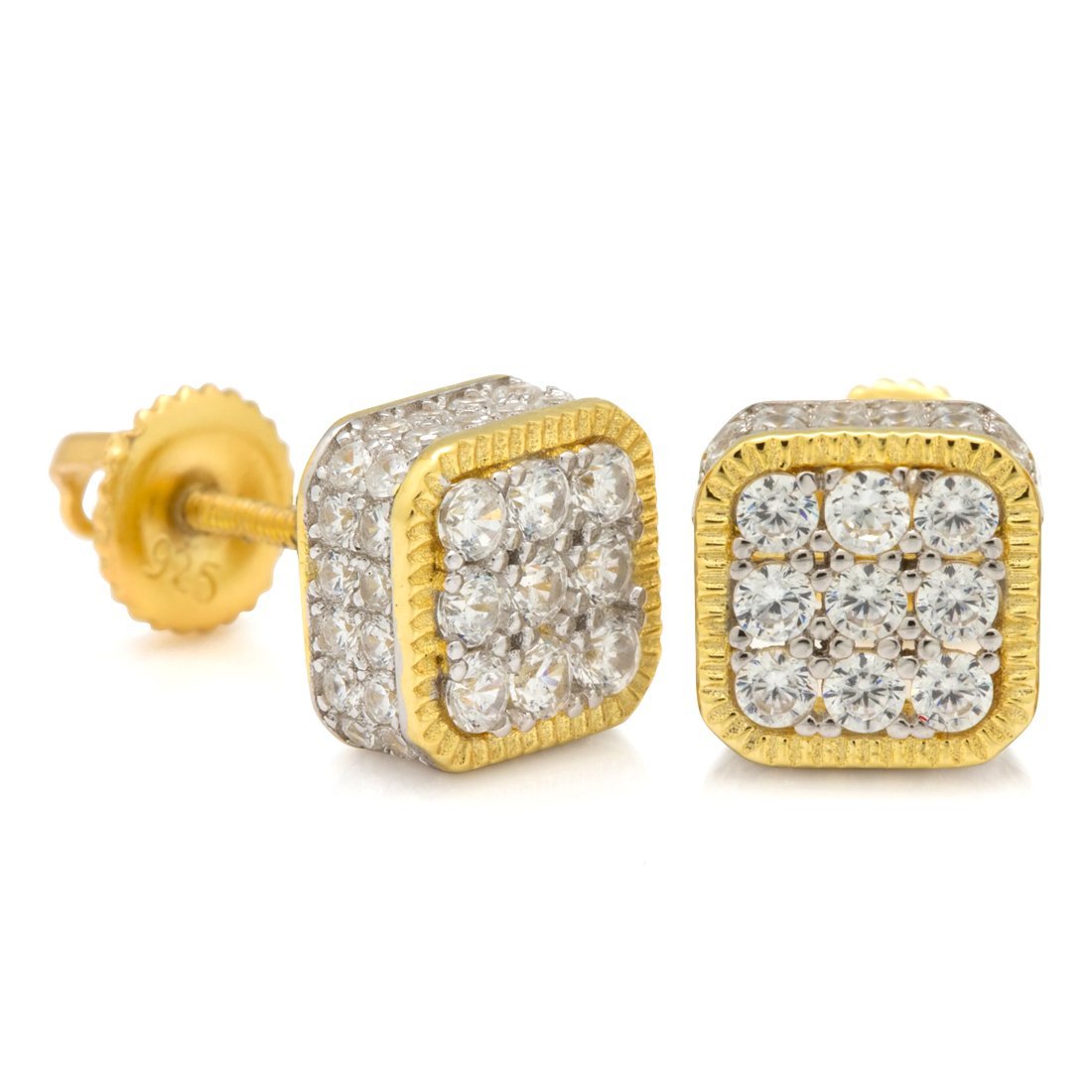 Square Stud Earrings  in  Sterling Silver / 14K/White Gold / 8mm by Kingices
