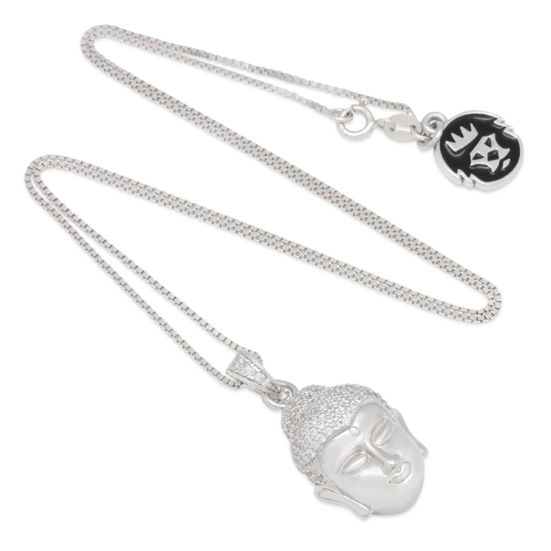 Sterling Silver Awake Buddha Necklace  in  by Kingices