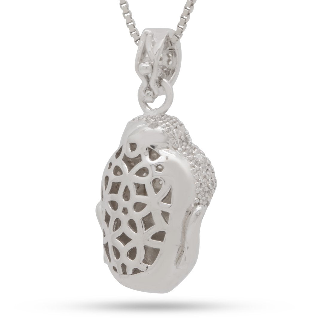 Sterling Silver Awake Buddha Necklace  in  by Kingices