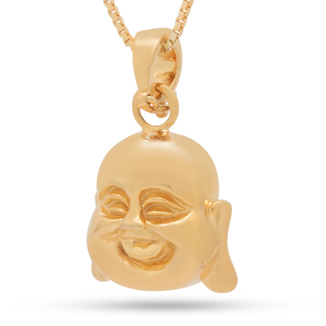 Sterling Silver Buddha of Perception Necklace  in  14K Gold / 1.1" by Kingices