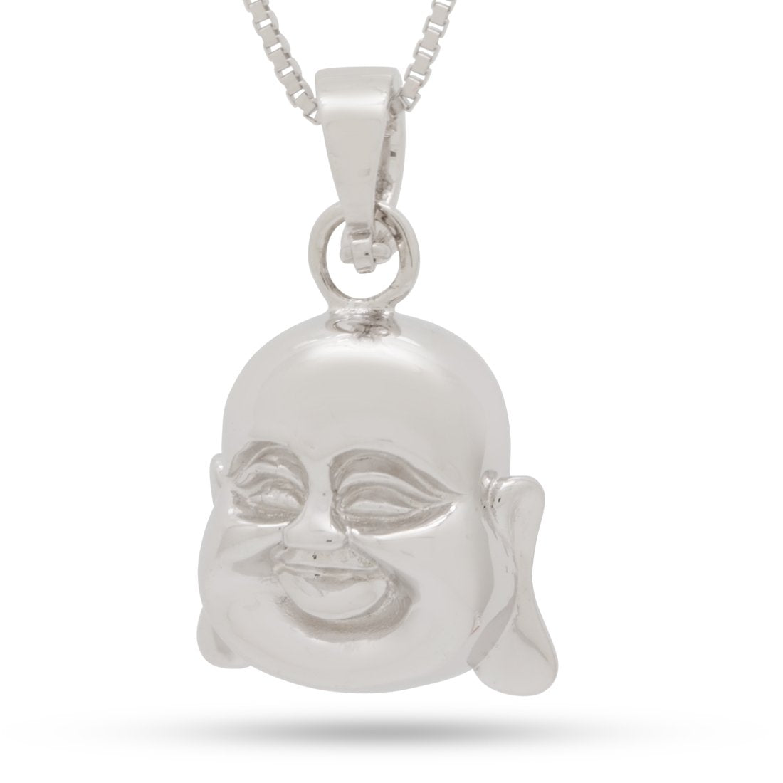 Sterling Silver Buddha of Perception Necklace  in  White Gold / 1.1" by Kingices